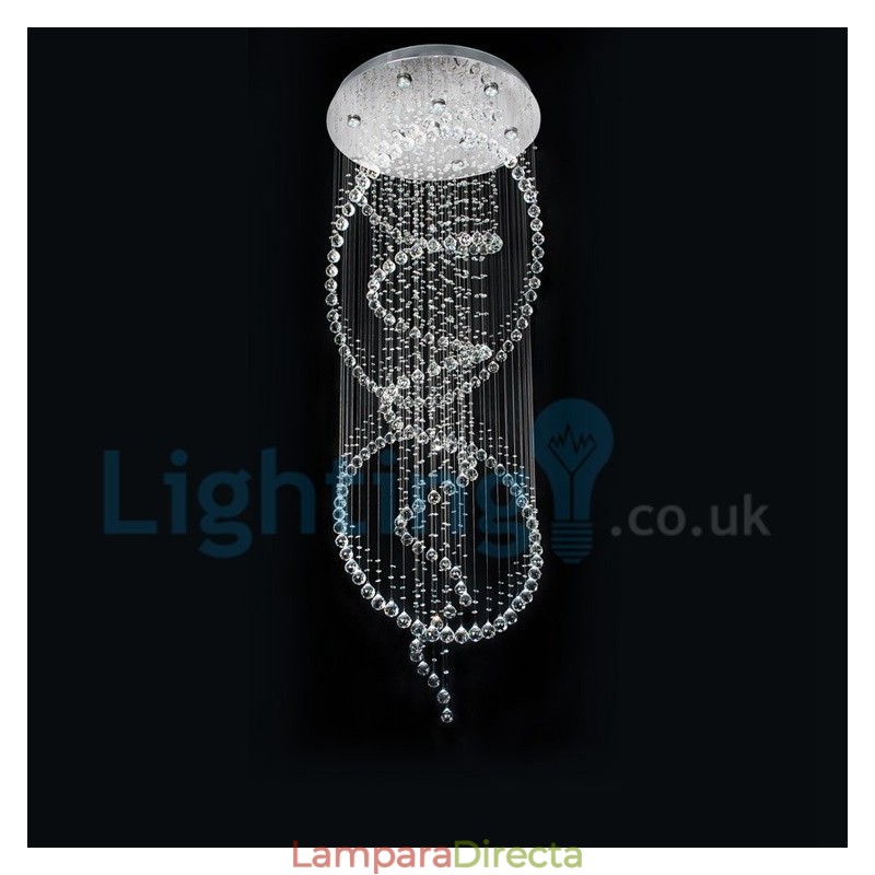 Lámpara de araña contemporánea moderna con montaje empotrado, lámpara colgante con forma de gota de lluvia de cristal