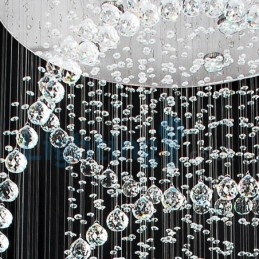 Lámpara de araña contemporánea moderna con montaje empotrado, lámpara colgante con forma de gota de lluvia de cristal