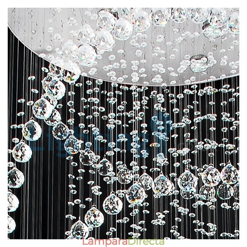 Lámpara de araña contemporánea moderna con montaje empotrado, lámpara colgante con forma de gota de lluvia de cristal