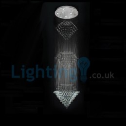 Lámpara de araña contemporánea moderna con montaje empotrado, lámpara colgante con forma de gota de lluvia de cristal