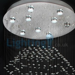 Lámpara de araña contemporánea moderna con montaje empotrado, lámpara colgante con forma de gota de lluvia de cristal