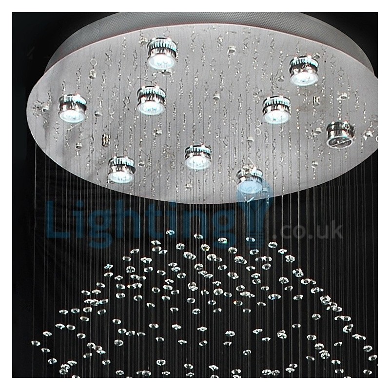 Lámpara de araña contemporánea moderna con montaje empotrado, lámpara colgante con forma de gota de lluvia de cristal