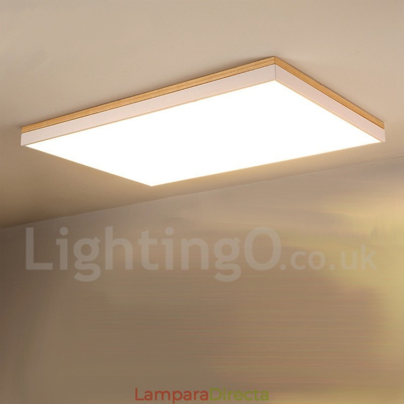 Lámpara de techo nórdica rectangular ultrafina de madera maciza
