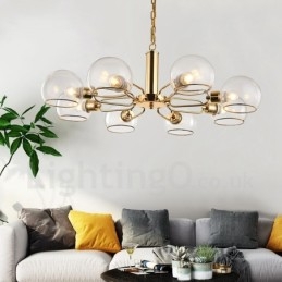 Lámpara de araña nórdica posmoderna creativa de 8 luces con forma de frijol mágico de cristal