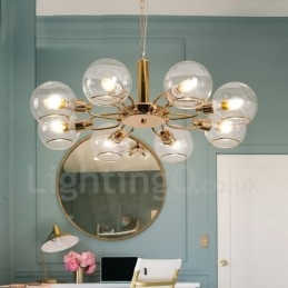 Lámpara de araña nórdica posmoderna creativa de 8 luces con forma de frijol mágico de cristal