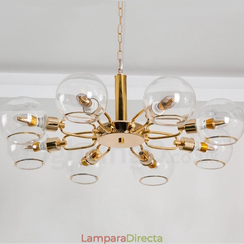 Lámpara de araña nórdica posmoderna creativa de 8 luces con forma de frijol mágico de cristal