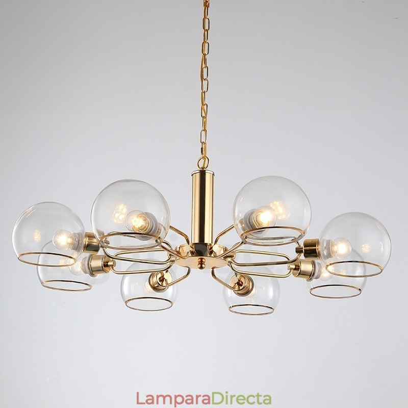 Lámpara de araña nórdica posmoderna creativa de 8 luces con forma de frijol mágico de cristal