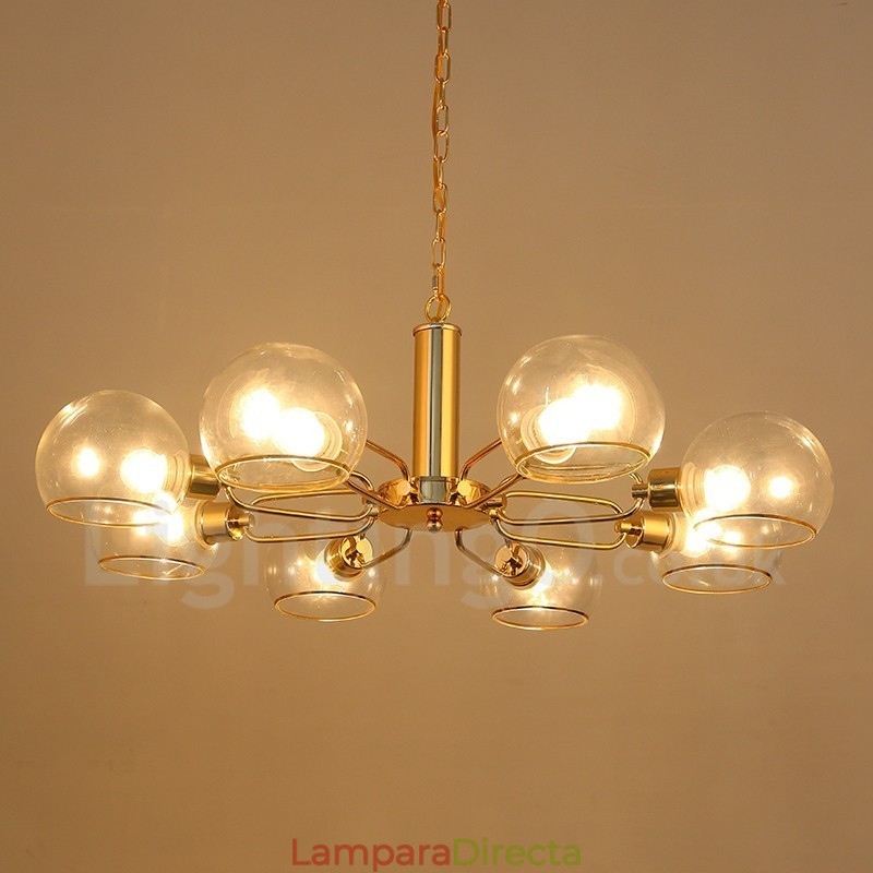 Lámpara de araña nórdica posmoderna creativa de 8 luces con forma de frijol mágico de cristal
