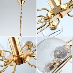 Lámpara de araña nórdica posmoderna creativa de 8 luces con forma de frijol mágico de cristal