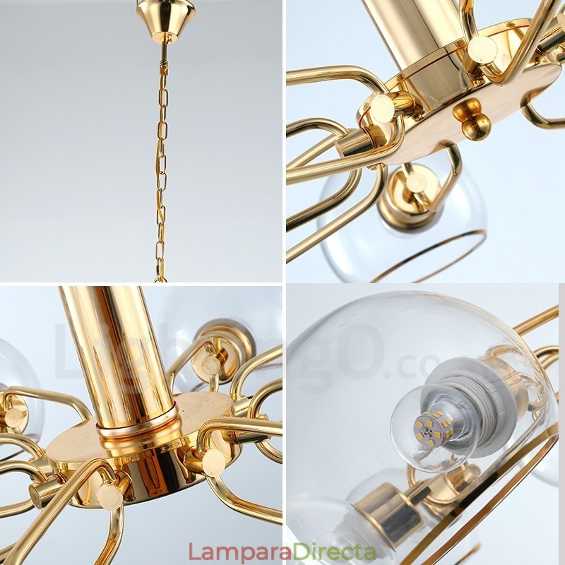 Lámpara de araña nórdica posmoderna creativa de 8 luces con forma de frijol mágico de cristal