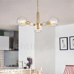 Lámpara de araña nórdica posmoderna de 3 luces con diseño de frijol mágico de cristal