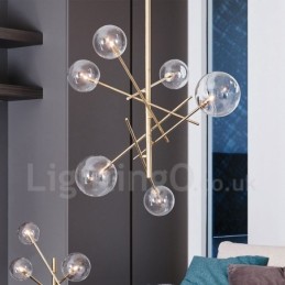 Lámpara nórdica de 6 luces, lámpara de araña sencilla, creativa, retro, de hierro, con bola de cristal y frijol mágico.