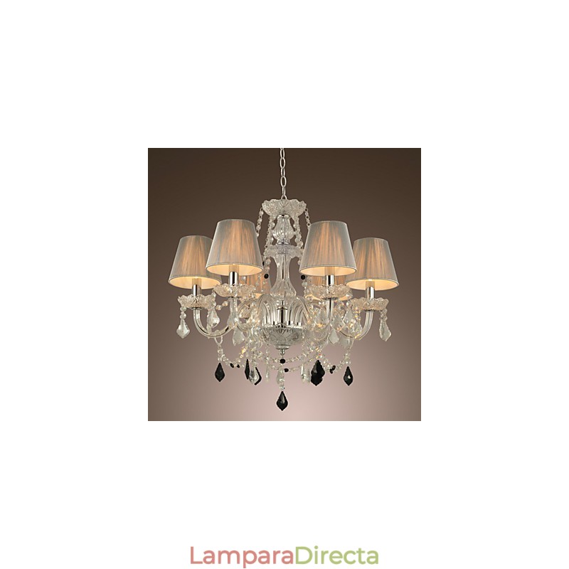 Lámpara de araña de cristal de lujo moderna de 1 nivel con 6 luces