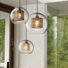 Lámpara colgante de una sola cabeza con bola de cristal para cafetería, estilo nórdico minimalista moderno