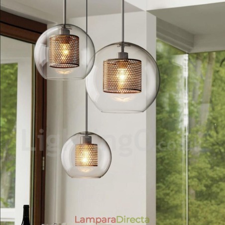 Lámpara colgante de una sola cabeza con bola de cristal para cafetería, estilo nórdico minimalista moderno Lámpara colgante de una sola cabeza con bola de cristal para cafetería, estilo nórdico minimalista moderno