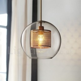 Lámpara colgante de una sola cabeza con bola de cristal para cafetería, estilo nórdico minimalista moderno