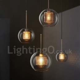 Lámpara colgante de una sola cabeza con bola de cristal para cafetería, estilo nórdico minimalista moderno