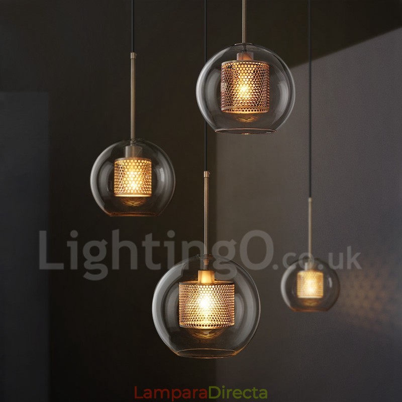 Lámpara colgante de una sola cabeza con bola de cristal para cafetería, estilo nórdico minimalista moderno