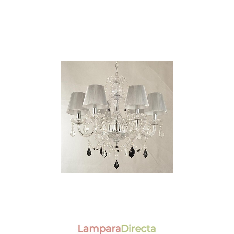 Lámpara de araña de cristal de lujo moderna de 1 nivel con 6 luces