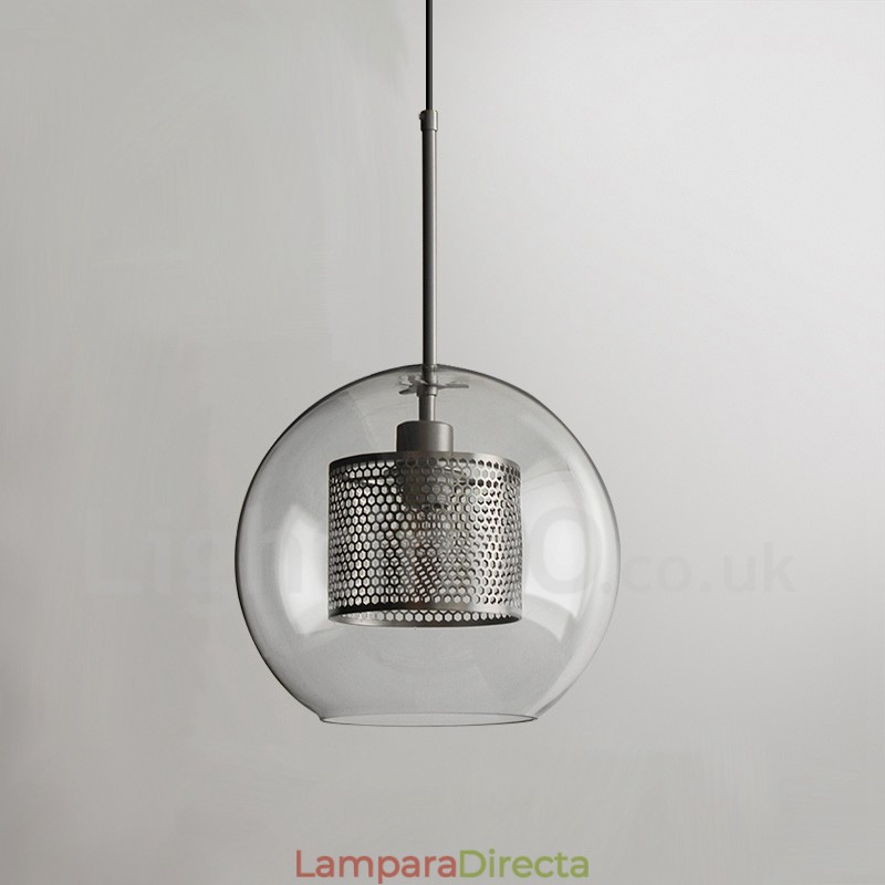 Lámpara colgante de una sola cabeza con bola de cristal para cafetería, estilo nórdico minimalista moderno