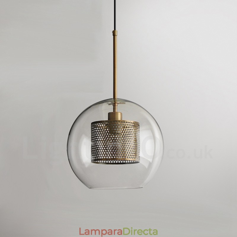 Lámpara colgante de una sola cabeza con bola de cristal para cafetería, estilo nórdico minimalista moderno