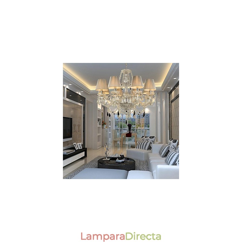 Lámpara de araña de cristal de lujo moderna de 1 nivel con 6 luces