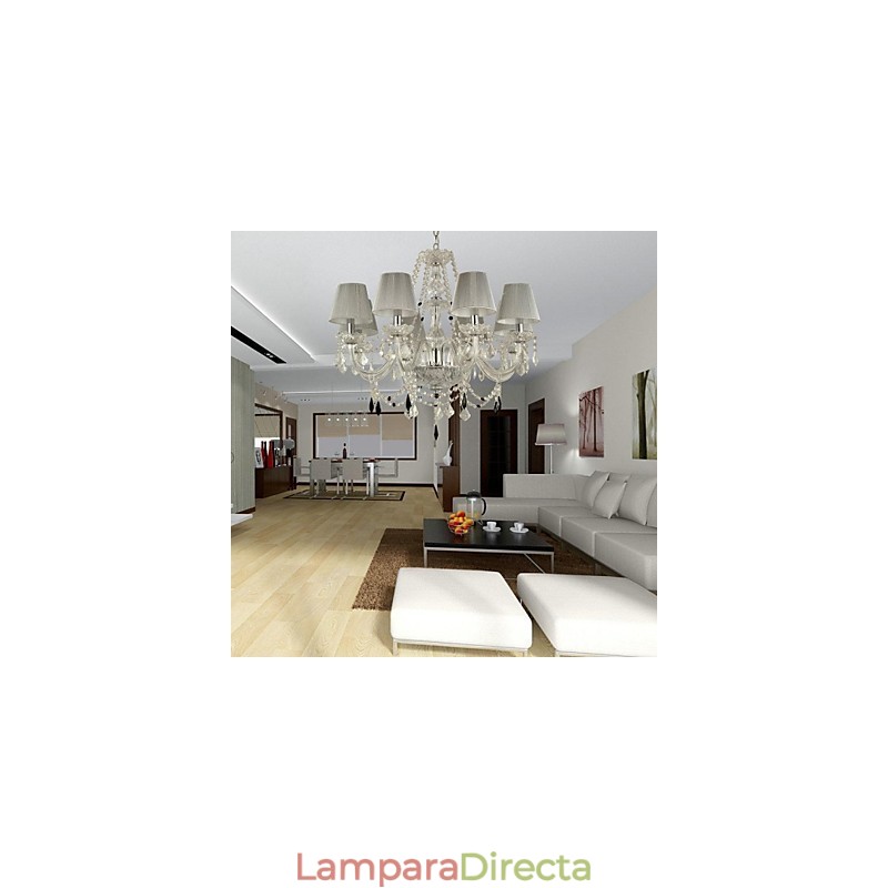 Lámpara de araña de cristal de lujo moderna de 1 nivel con 6 luces