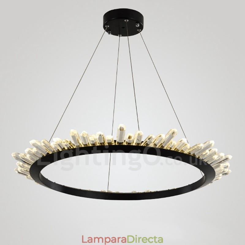 Lámpara colgante de cristal moderna con forma de anillo