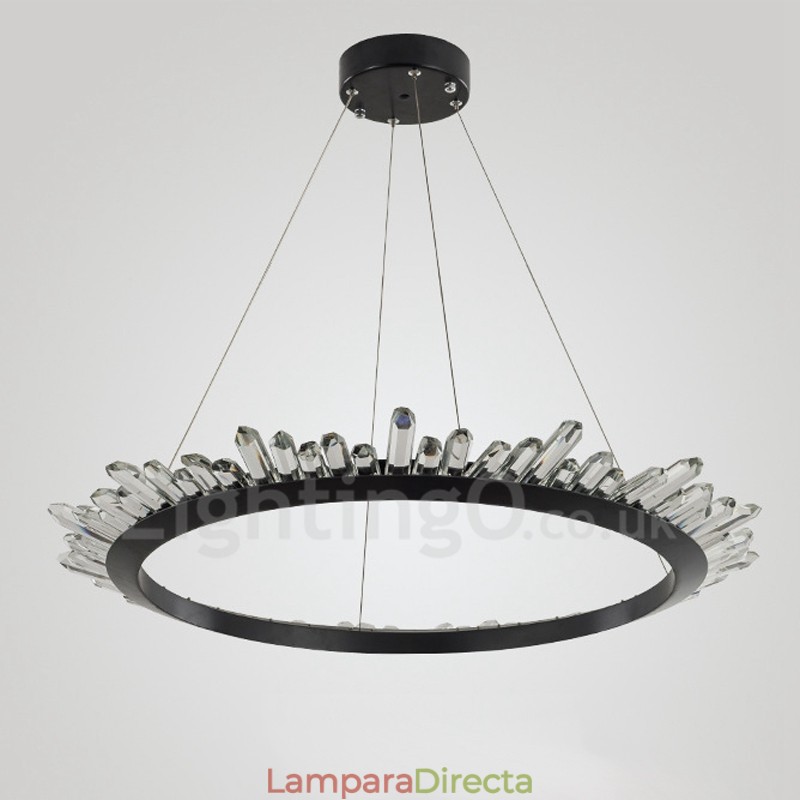 Lámpara colgante de cristal moderna con forma de anillo