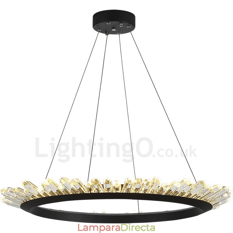 Lámpara colgante de cristal moderna con forma de anillo