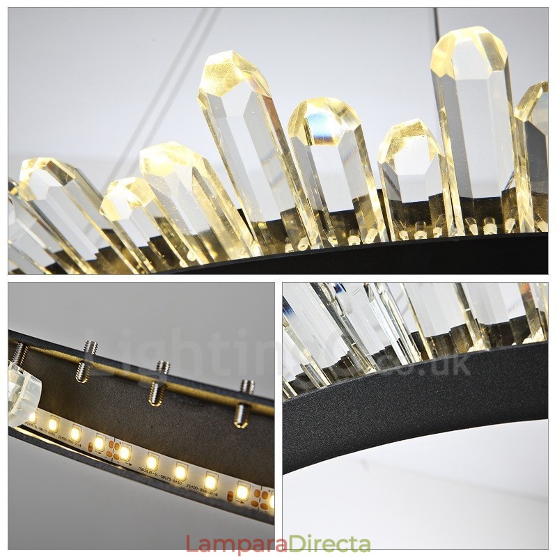 Lámpara colgante de cristal moderna con forma de anillo