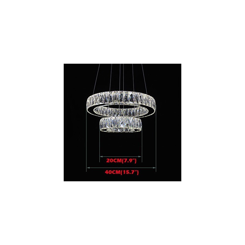 Lámparas de araña de cristal modernas, dos anillos D2040 K9, grandes lámparas de techo de cristal para el hogar.