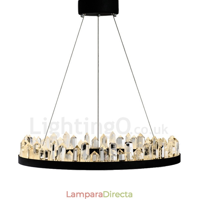 Lámpara colgante de cristal con diseño circular exquisito.