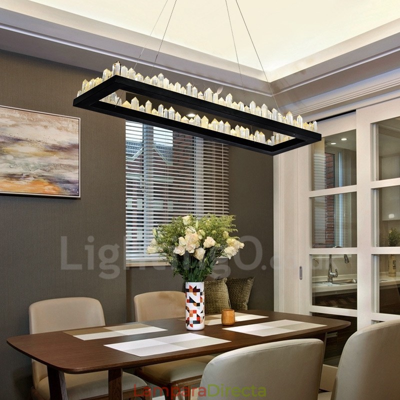Lámpara colgante de cristal rectangular de diseño más nuevo