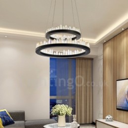 Lámpara colgante de cristal de doble círculo de moda moderna