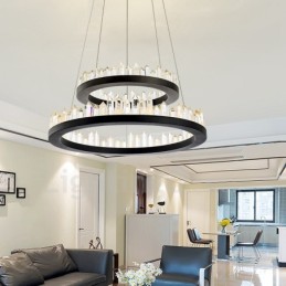 Lámpara colgante de cristal de doble círculo de moda moderna