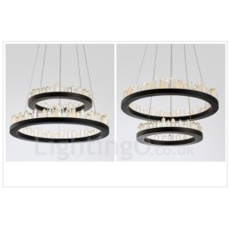 Lámpara colgante de cristal de doble círculo de moda moderna