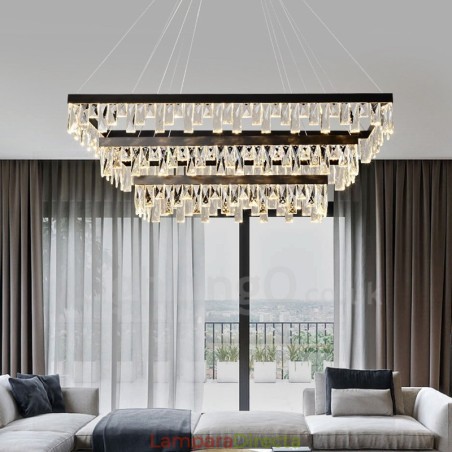 Lámpara colgante de cristal nórdico rectangular, lámpara colgante de atmósfera, iluminación posmoderna Lámpara colgante de cristal nórdico rectangular, lámpara colgante de atmósfera, iluminación posmoderna