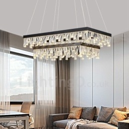 Lámpara colgante de cristal nórdico rectangular, lámpara colgante de atmósfera, iluminación posmoderna