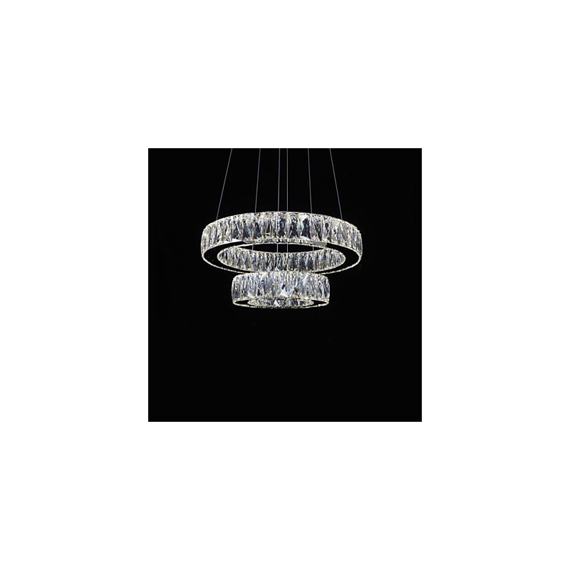 Lámparas de araña de cristal modernas, dos anillos D2040 K9, grandes lámparas de techo de cristal para el hogar.