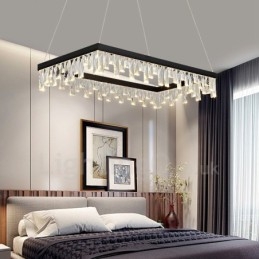 Lámpara colgante de cristal nórdico rectangular, lámpara colgante de atmósfera, iluminación posmoderna