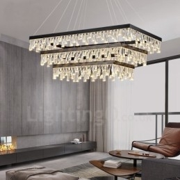 Lámpara colgante de cristal nórdico rectangular, lámpara colgante de atmósfera, iluminación posmoderna