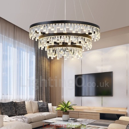 Lámpara colgante de cristal con diseño circular moderno Lámpara colgante de cristal con diseño circular moderno
