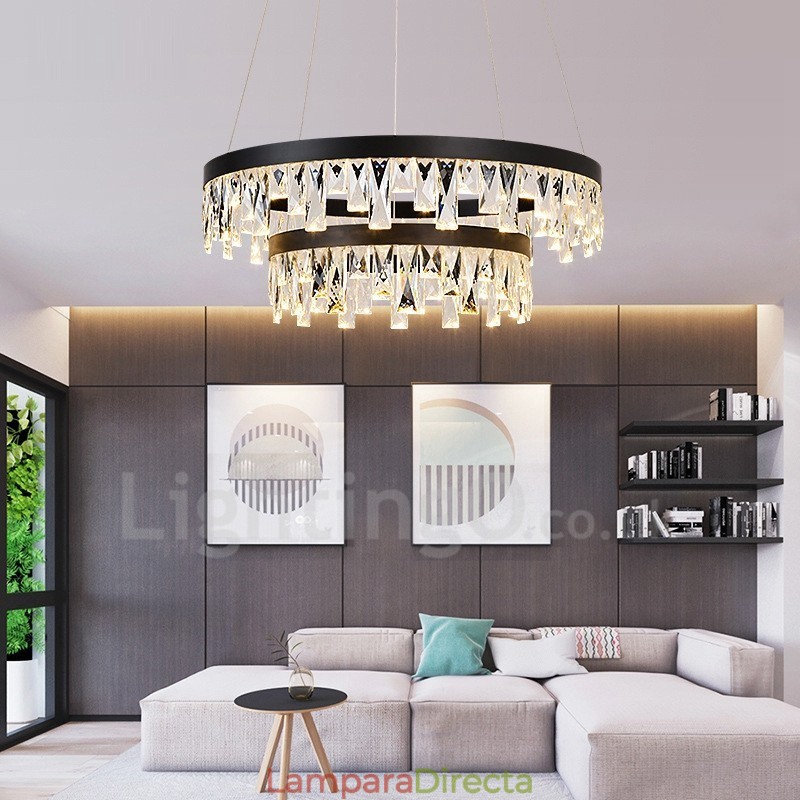 Lámpara colgante de cristal con diseño circular moderno