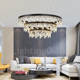 Lámpara colgante de cristal con diseño circular moderno