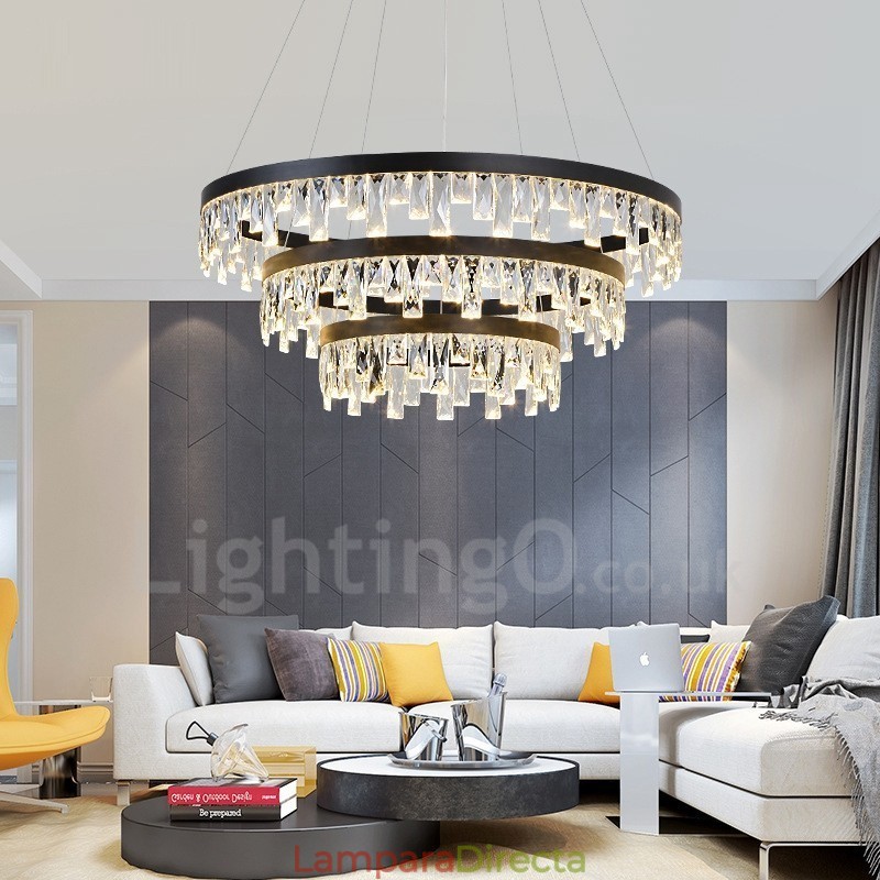 Lámpara colgante de cristal con diseño circular moderno