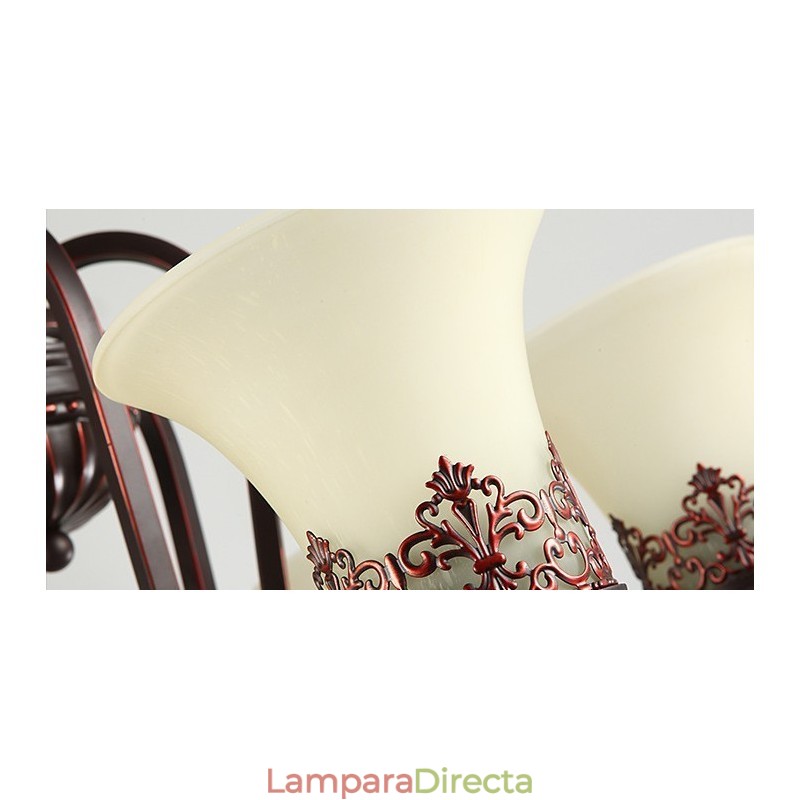 Lámpara de araña de metal con 24 luces y pantallas de cristal para techo alto, estilo vintage de isla campestre.