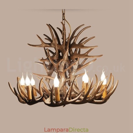 Lámpara de araña rústica artística retro de astas de 9 luces Lámpara de araña rústica artística retro de astas de 9 luces