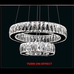 Lámparas de araña de cristal modernas, dos anillos D2040 K9, grandes lámparas de techo de cristal para el hogar.