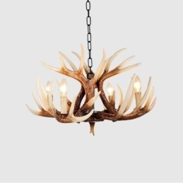 Lámpara de araña antigua de 4 luces con diseño rústico artístico retro de astas